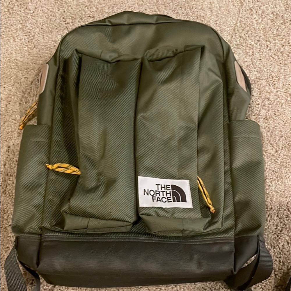 Olive green North Face backpack